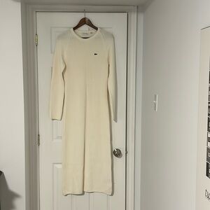 Cream colour Lacoste Sweater dress, size medium. Excellent condition. Wool blend